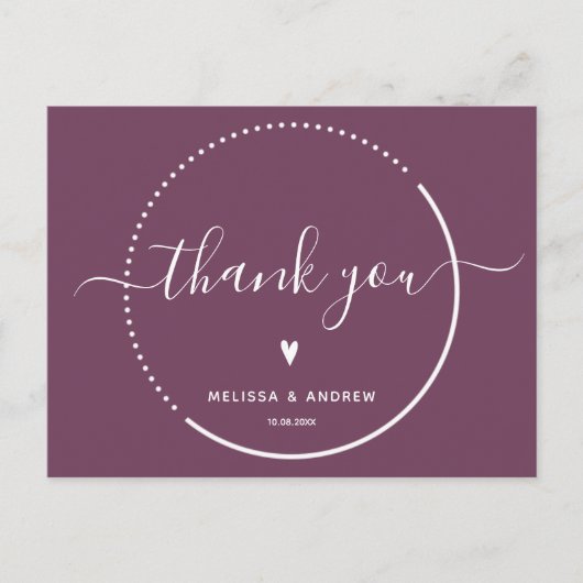 Carte Postale Calligraphie Élégante - Remerciements de Mariage B (Devant)