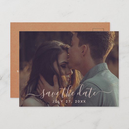 Carte Postale Calligraphie En Terracotta Sauvegarder La Date Mar (Devant / Derrière)