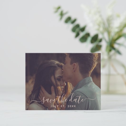 Carte Postale Calligraphie En Terracotta Sauvegarder La Date Mar (Debout devant)