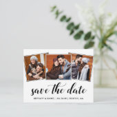 Carte Postale Calligraphie Enregistrer La Date Fiançailles 3 Pho (Debout devant)