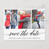 Carte Postale Calligraphie Enregistrer La Date Fiançailles 3 Pho (Devant)