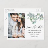 Carte Postale Calligraphie Eucalyptus Feuilles Enregistrer la da (Devant / Derrière)