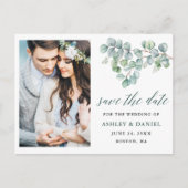 Carte Postale Calligraphie Eucalyptus Feuilles Vert Enregistrer  (Devant)