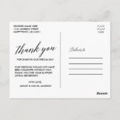 Carte Postale Calligraphie Floral Bourgogne Mariage Merci (Dos)