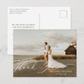 Carte Postale Calligraphie florale neutre Mariage Merci photo (Devant / Derrière)