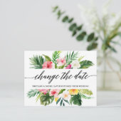 Carte Postale Calligraphie Flore Tropicale Changement La Date (Debout devant)