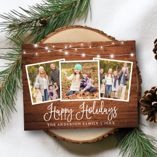 Carte Postale Calligraphie Holiday Wood String Lights 3 Photo