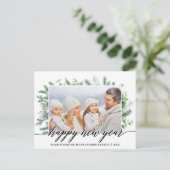 Carte Postale Calligraphie Joyeux Nouvel An Pine Green Photo (Debout devant)