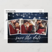 Carte Postale Calligraphie Lumières En Bois Bleu Rustique Enregi (Devant / Derrière)