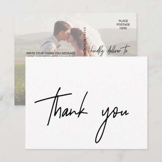 Carte Postale Calligraphie lunaire | Merci photo de sauvegarde (Devant / Derrière)