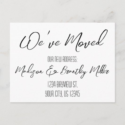 Carte Postale Calligraphie manuscrite Nouvelle adresse Déplaceme (Devant)