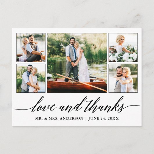Carte Postale Calligraphie Mariage 5 Photo Love and Thanks (Devant)