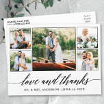 Carte Postale Calligraphie Mariage 5 Photo Love and Thanks<br><div class="desc">Calligraphie moderne Script 5 Photo Collage Mariage Love and Thanks Carte postale</div>