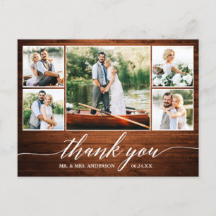 Carte Postale Calligraphie Mariage Bois 5 Photo Merci