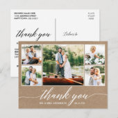 Carte Postale Calligraphie Mariage Kraft 5 Photo Merci (Devant / Derrière)