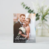 Carte Postale Calligraphie Mariage Mariée Groom Photo Merci (Debout devant)