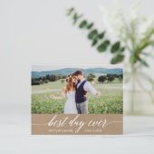 Carte Postale Calligraphie Meilleure journée jamais Mariage Merc (Debout devant)