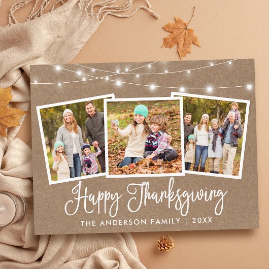 Carte Postale Calligraphie moderne 3 Photo Thanksgiving Kraft