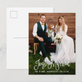 Carte Postale Calligraphie moderne amusante Juste Marié Photo Ma (Devant / Derrière)