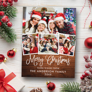 Carte Postale Calligraphie moderne amusante Noël Bois 4 Photo