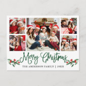 Carte Postale Calligraphie moderne amusante Noël Holly 5 Photo (Devant)