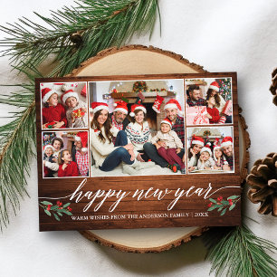 Carte Postale Calligraphie moderne Bois 5 Photo Bonne année