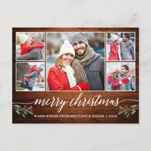 Carte Postale Calligraphie moderne Bois 5 Photo Joyeux Noël