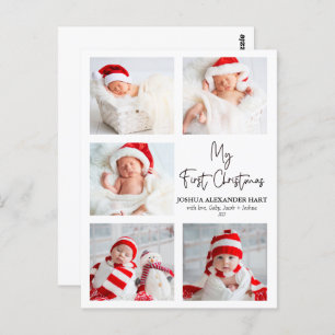Carte Postale Calligraphie moderne Cinq photos Mon premier Noël
