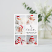 Carte Postale Calligraphie moderne Cinq photos Mon premier Noël (Debout devant)