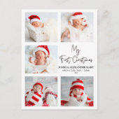 Carte Postale Calligraphie moderne Cinq photos Mon premier Noël (Devant)