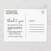 Carte Postale Calligraphie moderne Coeur Baby Photo Merci (Dos)