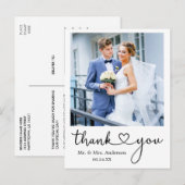 Carte Postale Calligraphie Moderne Cœur Merci Mariage  (Devant / Derrière)