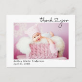 Carte Postale Calligraphie Moderne Cœur Nouveau Bébé Merci (Devant)