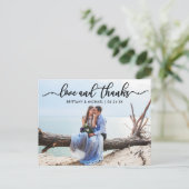 Carte Postale Calligraphie moderne de mariage amour et merci pho (Debout devant)