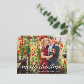 Carte Postale Calligraphie moderne élégante Joyeux Noël Couple (Debout devant)