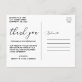 Carte Postale Calligraphie moderne élégante Photo Mariage Remerc (Dos)