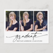 Carte Postale Calligraphie moderne Encre 3 Photo Graduation Part (Devant)
