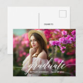 Carte Postale Calligraphie moderne Faire-part de graduation phot (Devant / Derrière)