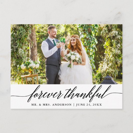 Carte Postale Calligraphie moderne Forever Thankful Mariage (Devant)
