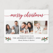 Carte Postale Calligraphie moderne Holly Red Christmas 3 Photo (Devant)