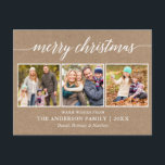 Carte Postale Calligraphie moderne Joyeux Noël Kraft 3 Photo<br><div class="desc">Calligraphie moderne Script Joyeux Noël 3 Photo Kraft Carte postale</div>