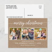 Carte Postale Calligraphie moderne Joyeux Noël Kraft 3 Photo (Devant / Derrière)