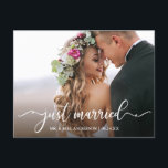 Carte Postale Calligraphie moderne Juste Marié Photo Mariage<br><div class="desc">Calligraphie moderne Mariage Photo Just Married Faire-part Carte postale</div>