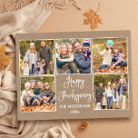 Carte Postale Calligraphie moderne Kraft 5 Photo Thanksgiving<br><div class="desc">Calligraphie moderne Script Bon thanksgiving Famille 5 Photo Kraft Carte postale</div>