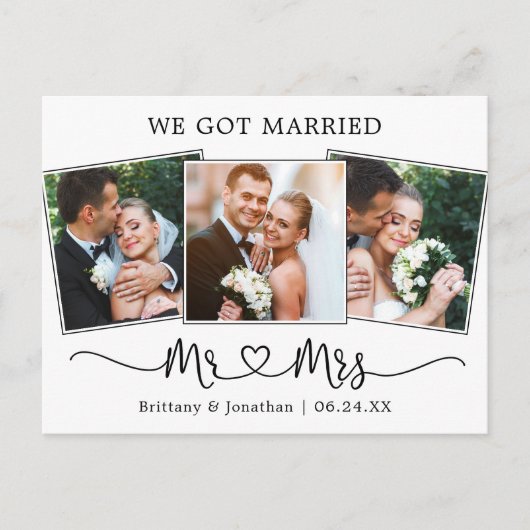 Carte Postale Calligraphie moderne M. Mme Heart Nous Nous Sommes (Devant)