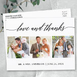 Carte Postale Calligraphie moderne Mariage 3 Photo Love and Than<br><div class="desc">Calligraphie moderne Amour et Merci Mariage 3 Photo Merci Carte postale</div>