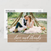 Carte Postale Calligraphie Moderne Mariage Amour et Remerciement (Devant / Derrière)