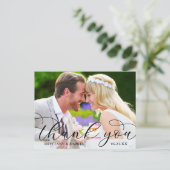 Carte Postale Calligraphie moderne Mariage Couple Photo Merci (Debout devant)