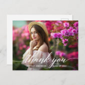 Carte Postale Calligraphie moderne Merci de graduation photo (Devant / Derrière)