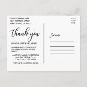 Carte Postale Calligraphie moderne Nouveau bébé Amour et Remerci (Dos)